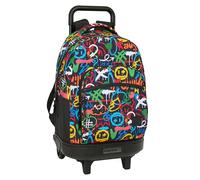 SAFTA GRAFFITI COLORS - Mochila Grande con Ruedas, Compacta, Extraíble, Ideal para Niños de Diferentes Edades, Cómoda y Versátil, Calidad y Resistencia, 33x22x45 cm