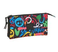 SAFTA Graffiti Colors - Portatodo Triple, Estuche Infantil, Estuche Niño, Ideal para Niños en Edad Escolar, Cómodo y Versátil, Calidad y Resistencia, 22x3x12 cm