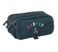 Safta – Portatodo Triple Harper & Neyer – Estuche infantil con triple cremallera, 21,5x8x10 cm