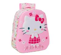 Safta HELLO KITTY - Mochila Escolar, con Diseño 3D, Adaptable a Carro, Ideal para Niños de Diferentes Edades, Cómoda y Versátil, Calidad y Resistencia, 27x10x33 cm, Color Rosa/Verde