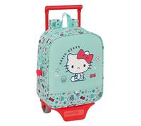 Safta HELLO KITTY SEA LOVERS - Mochila Guardería con Carro, Ideal para Niños de Diferentes Edades, Cómoda y Versátil, Calidad y Resistencia, 22x10x27 cm, Color Turquesa