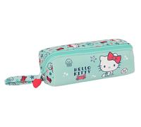 Safta Hello Kitty Sea Lovers - Portatodo Cuadrado Grande, Estuche Infantil, Estuche Niño, Ideal para Niños en Edad Escolar, Cómodo y Versátil, Calidad y Resistencia, 22x10x10 cm, Color Turquesa