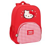 Safta HELLO KITTY Spring - Mochila Escolar Niño, Mochila Niño, Mochila Infantil, Adaptable a Carro, Ideal para Niños de 5 a 14 Años, Cómoda y Versátil, Calidad y Resistencia, 33x14x42 cm, Color Rojo