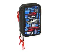 Safta Hot Wheels - Estuche Escolar con 37 Útiles Incluidos, Estuche Infantil, Estuche Niño, Ideal para Niños de 5 a 14 Años, Cómodo y Versátil, Calidad y Resistencia, 12.5x5.5x19.5 cm