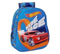 Safta HOT WHEELS - Mochila Escolar, con Diseño 3D, Adaptable a Carro, Ideal para Niños de Diferentes Edades, Cómoda y Versátil, Calidad y Resistencia, 27x10x33 cm, Color Azul Marino/Azul