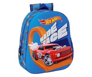 Safta HOT WHEELS - Mochila Escolar, con Diseño 3D, Adaptable a Carro, Ideal para Niños de Diferentes Edades, Cómoda y Versátil, Calidad y Resistencia, 27x10x33 cm, Color Azul Marino/Azul