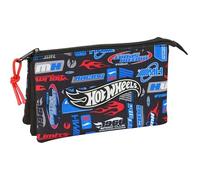SAFTA Hot Wheels - Portatodo Triple, Estuche Infantil, Estuche Niño, Ideal para Niños en Edad Escolar, Cómodo y Versátil, Calidad y Resistencia, 22x3x12 cm