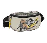 SAFTA Jurassic World Warning - Riñonera Infantil Niño, Ideal para Jóvenes y Niños de Diferentes Edades, Cómoda y Versátil, Calidad y Resistencia, 23x9x14 cm, Color Gris