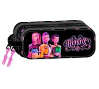 Safta K-POP Demon Hunters - NEGRA - Portatodo Doble 3D, Estuche Infantil, Estuche Niño, Ideal para Niños en Edad Escolar, Cómodo y Versátil, Calidad y Resistencia, 21x6x8 cm