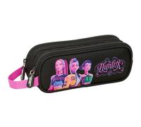 K-POP Demon Hunters - NEGRA - Portatodo Doble Niño, Estuche Infantil, Estuche Niño, Ideal para Niños en Edad Escolar, Cómodo y Versátil, Calidad y Resistencia, 21x6x8 cm