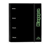 Safta KAPPA BLACK - Carpeta 4 Anillas de 35 cm con 100 Hojas A4, Ideal para Niños de Diferentes Edades, Cómoda y Versátil, Calidad y Resistencia, 27x3.5x32 cm, Color Negro