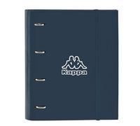 Safta KAPPA DARK NAVY - Carpeta 4 Anillas de 35 cm con 100 Hojas A4, Ideal para Niños de Diferentes Edades, Cómoda y Versátil, Calidad y Resistencia, 27x3.5x32 cm, Color Gris/Azul Marino Melange