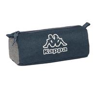 Safta Kappa Dark Navy - Portatodo con Cremallera y Compartimiento, Estuche Infantil, Estuche Niño, Ideal para Niños en Edad Escolar, Versátil, Resistencia, 21x7x8 cm, Color Gris/Azul Marino Melange
