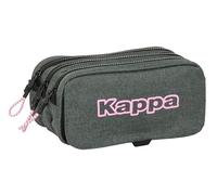 Safta Kappa Silver Pink - Portatodo Triple Big, Estuche Infantil, Estuche Niño, Ideal para Niños en Edad Escolar, Cómodo y Versátil, Calidad y Resistencia, 21.5x8x10 cm, Color Gris Melange