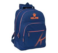 Safta KELME - Mochila Escolar Infantil, Ideal para Niños de Diferentes Edades, Cómoda y Versátil, Calidad y Resistencia, 32x15x42 cm, Color Azul marino y naranja