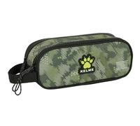 Safta KELME TRAVEL - Portatodo Doble Niño, Estuche Infantil, Estuche Niño, Ideal para Niños en Edad Escolar, Cómodo y Versátil, Calidad y Resistencia, 21x6x8 cm, Color Verde/Negro