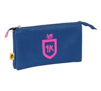 Safta KINGS LEAGUE 1K - Portatodo Triple, Estuche Infantil, Estuche Niño, Ideal para Niños en Edad Escolar, Cómodo y Versátil, Calidad y Resistencia, 22x3x12 cm, Color Azul