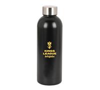 Safta KINGS LEAGUE - Botella Termo, Botella de Agua, Acero Inoxidable, Doble Aislamiento, 6h de Bebida Caliente y 12h de Bebida Fría, 500 ml, Color Negro