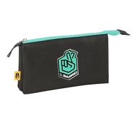Safta Kings League EL Barrio - Portatodo Triple, Estuche Infantil, Estuche Niño, Ideal para Niños en Edad Escolar, Cómodo y Versátil, Calidad y Resistencia, 22x3x12 cm, Color Negro
