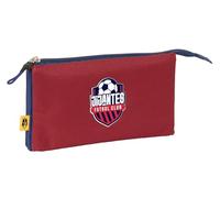 Safta Kings League JIJANTES - Portatodo Triple, Estuche Infantil, Estuche Niño, Ideal para Niños en Edad Escolar, Cómodo y Versátil, Calidad y Resistencia, 22x3x12 cm, Color Azul Marino/Granate