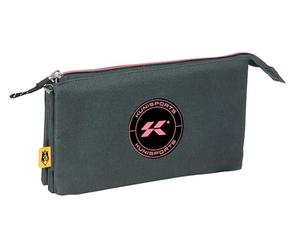 Safta KINGS LEAGUE KUNISPORT - Portatodo Triple, Estuche Infantil, Estuche Niño, Ideal para Niños en Edad Escolar, Cómodo y Versátil, Calidad y Resistencia, 22x3x12 cm, Color Gris