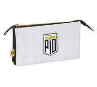 Safta Kings League PÍO - Portatodo Triple, Estuche Infantil, Estuche Niño, Ideal para Niños en Edad Escolar, Cómodo y Versátil, Calidad y Resistencia, 22x3x12 cm, Color Negro/Blanco
