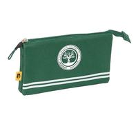 Safta Kings League Troncos - Portatodo Triple, Estuche Infantil, Estuche Niño, Ideal para Niños en Edad Escolar, Cómodo y Versátil, Calidad y Resistencia, 22x3x12 cm, Color Verde Oscuro