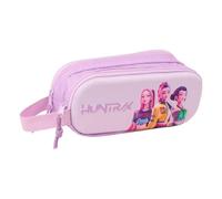 Safta KPop Demon Hunters Iconic Estuche Doble 3D 21 x 6 x 8 cm | Portatodo 2 Compartimentos en Relieve con Asa, Estuche Niña Rumi, Mira y Zoey, Guerreras K-Pop