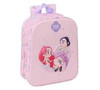 Safta KPop Demon Hunters Mochila Guardería LED 3D Rosa 22 x 10 x 27 cm | Mochila Pequeña Niña con Luces, Guerreras K-Pop con Relieve que se Ilumina, Pilas Incluidas, Regalo Niña 3 Años