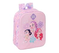 Safta KPop Demon Hunters Mochila Infantil Guardería 3D 22 x 10 x 27 cm | Niña 2 a 5 Años con Rumi, Mira y Zoey en Relieve, Mochila Bebé Huntrix, Regalo K-Pop, Rosa