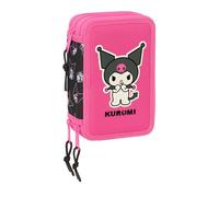 SAFTA Kuromi - Estuche Escolar con 37 Útiles Incluidos, Estuche Infantil, Estuche Niño, Ideal para Niños de 5 a 14 Años, Cómodo y Versátil, Calidad y Resistencia, 12.5x5.5x19.5 cm