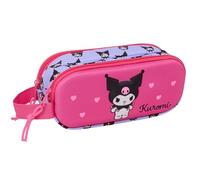Safta KUROMI - Portatodo Doble 3D, Estuche Infantil, Estuche Niño, Ideal para Niños en Edad Escolar, Cómodo y Versátil, Calidad y Resistencia, 21x6x8 cm