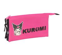 SAFTA Kuromi - Portatodo Triple, Estuche Infantil, Estuche Niño, Ideal para Niños en Edad Escolar, Cómodo y Versátil, Calidad y Resistencia, 22x3x12 cm