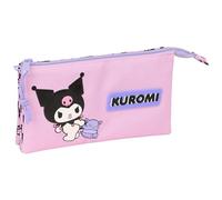 Kuromi - Portatodo Triple, Estuche Infantil, Estuche Niño, Ideal para Niños en Edad Escolar, Cómodo y Versátil, Calidad y Resistencia, 22x3x12 cm