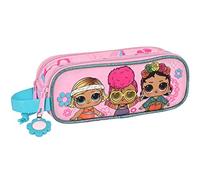 Safta LOL Surprise! Glow Girl - Portatodo Doble Niño, Estuche Infantil, Estuche Niño, Ideal para Niños de 5 a 14 Años, Cómodo y Versátil, Calidad y Resistencia, 21x6x8 cm, Color Rosa