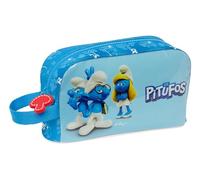 Safta LOS PITUFOS - Porta Desayunos Térmico, Termo, Portatodo, Calidad y Máxima Resistencia, Porta Comida, Recreo, 21.5x6.5x12 cm, Color Celeste/Azul