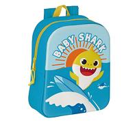 Safta M011, Baby Shark Mochila De Guardería 3D Adaptable A Carro Fácil Limpieza Ideal Para Niños, Dife Unisex Azul (Blue), Estándar