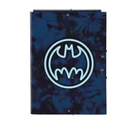 Safta-M068 Batman Legendary-Carpeta Folio con 3 Solapas, Ideal para Niños de Diferentes Edades, Cómoda y Versátil, Calidad y Resistencia, 26x36.5 cm, Color Azul Marino, Estándar (512304068)
