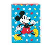 Safta-M068 Mickey Mouse Fantastic-Carpeta Folio con 3 Solapas, Ideal para Niños de Diferentes Edades, Cómoda y Versátil, Calidad y Resistencia, 26x36.5 cm, Color Azul/Rojo, Estándar (512333068)