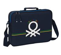 Safta M385, Benetton Sixties-Cartera Extraescolares, Maletín Portatodo, Bandolera, Cómoda y Versátil, Calidad y Resistencia, Ideal Jóvenes, 38x6x28 cm, Color Azul Marino Unisex niños, Estándar