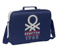 Safta M385, Benetton Varsity-Cartera Extraescolares, Maletín Portatodo, Bandolera, Cómoda y Versátil, Calidad y Resistencia, 38x6x28 cm, Color Azul Marino/Gris Unisex niños, Estándar