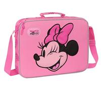 Safta M385, Minnie Mouse Loving-Cartera Extraescolares, Maletín Portatodo, Bandolera, Cómoda y Versátil, Calidad y Resistencia, 38x6x28 cm, Color Rosa Unisex niños, Estándar