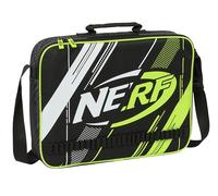 Safta M385b, NERF Get Ready-Cartera Extraescolares, Maletín Portatodo, Bandolera, Cómoda y Versátil, Calidad y Resistencia, 38x6x28 cm, Color Negro Unisex niños, Estándar