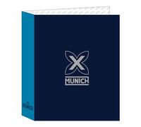 Safta Carpeta Folio 4 Anillas Munich Nautic M657 – Azul marino 27x6x33 cm Ideal para niños