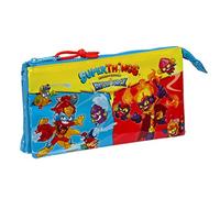 Safta M744 SUPERZINGS - Portatodo Triple, Estuche Infantil, Estuche Niño, Ideal para Niños en Edad Escolar, Cómodo y Versátil, Calidad y Resistencia, 22x3x12, Unisex niños, Azul, Estándar