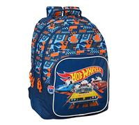 Safta M773, Hot Wheels Speed Club-Mochila Escolar Infantil, Ideal Diferentes Edades, Cómoda y Versátil, Calidad y Resistencia, 32x15x42 cm, Color Azul Marino y Naranja Unisex niños, Estándar