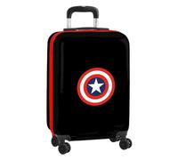 Safta | Maleta de Cabina 20″ Capitán America Teen, ABS + PC Resistente, 4 Ruedas Dobles 360º, Candado de Seguridad, Interior Forrado con Bolsillo de Red y Separador, Medidas 34,5x20x55 cm