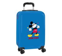 Safta | Maleta de Cabina 20″ Disney Mickey Mouse Only One, Rígida ABS+PC Azul, 4 Ruedas Dobles 360°, Candado Seguridad, Interior Forrado con Separador y Bolsillo Red, Medidas 34,5x20x55 cm
