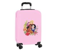 Safta | Maleta de Cabina 20″ Princesas Disney Magical, Carcasa Rígida ABS+PC Rosa, 4 Ruedas Dobles 360º, Candado Seguridad, Interior Forrado con Separador y Bolsillo de Red, Medidas 34,5x20x55 cm