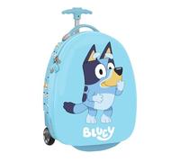 Safta | Maleta Infantil 16″ Bluey, Maleta Infantil con 2 Ruedas y Asa Telescópica, Interior Forrado con Bolsillo de Red con Cremallera, Cintas Elásticas Sujetaequipaje, ABS+PC, Medidas 28x23x43 cm